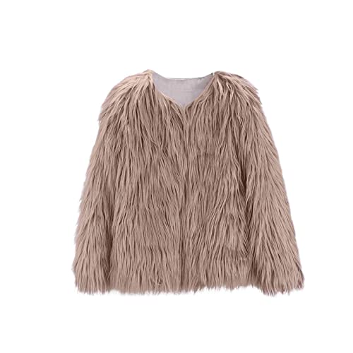 JOEupin Niños Bebé Niñas Otoño Invierno Faux Fur Coat Chaqueta Gruesa Ropa de Outwear Caliente, Caqui, 2-3 años Cover
