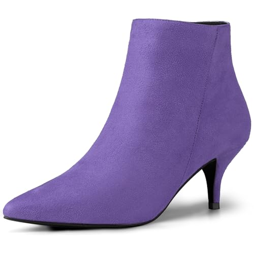 Allegra K Women's Pointed Toe Zip Stiletto Kitten Heel Ankle Booties