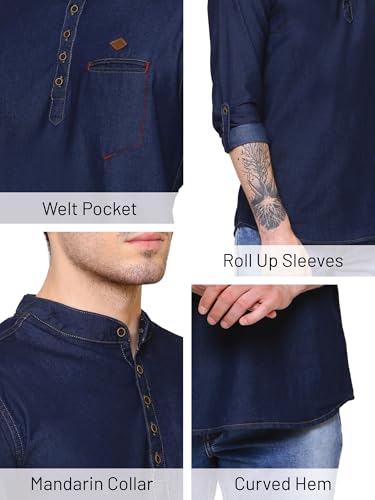 Image of Kuons Avenue Men's Short Denim Kurta | Kurta Shirt for Men