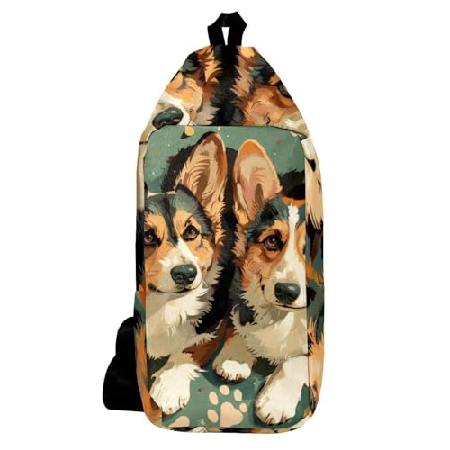 Sac à dos aquarelle Corgi pour homme et femme multicolore 16x36.5x8.4cm