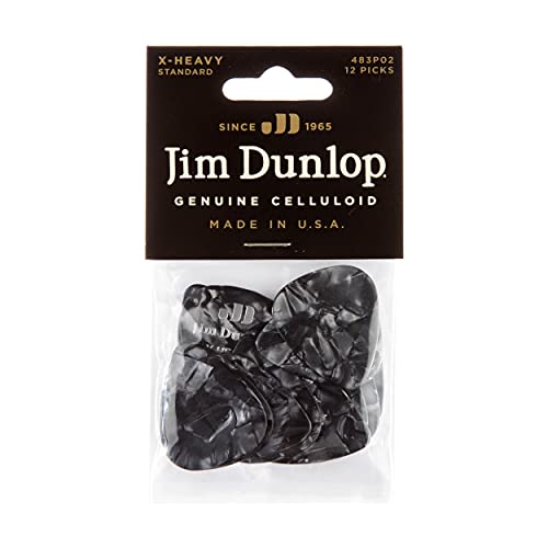 Jim Dunlop 483P02XH Guitar Pick Player Pack - Black Pearl (Pack of 12), Black Pearloid, Ex Heavy - Image 4