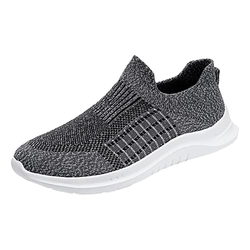 Slip On Zapatillas Zapatos Deportivos de Moda para Primavera y Verano para Hombre, Malla Ligera de Fondo, Transpirables, cómodos, Color sólido, Estilo (Grey, 42)