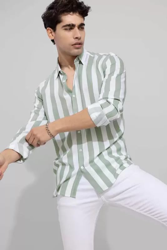 Image of Men's Cotton Casual Shirt, Brown, Full Sleeves, Regular Fit