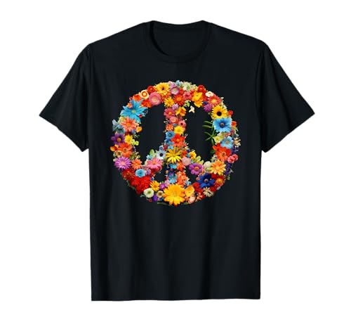 Signo de amor y paz Flowerpower Hippie 60s Mujeres Hombres Camiseta