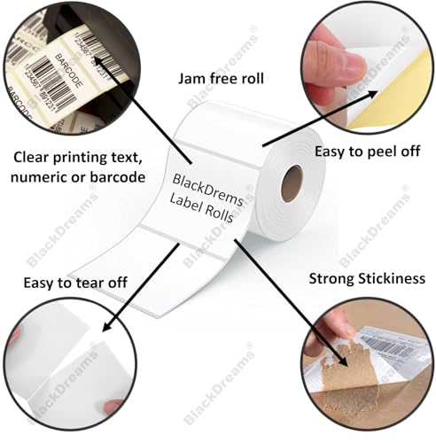 Image of BlackDreams 50x25 Chromo Barcode Label Sticker - 2 x 1 inches - 50mm x 25mm - 1500 Labels Per Roll - Self Adhesive Sticker for Printing Labeling (Ribbon Required) (Pack of 6 ROLL (9000 Labels))