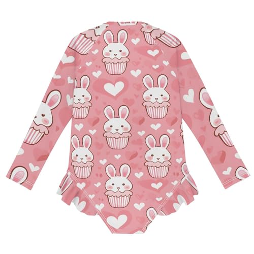 Girls One Piece Swimsuits Long Sleeve Swimsuit Zipper Bathing Suits Cute Rabbit Head Bunny2