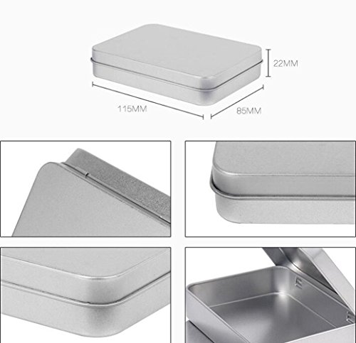 Walkingpround 12 Pack Empty Tin Box Storage Containers Metal Silver Rectangular For Candy Tins Gift Card Holder Box #TOP6
