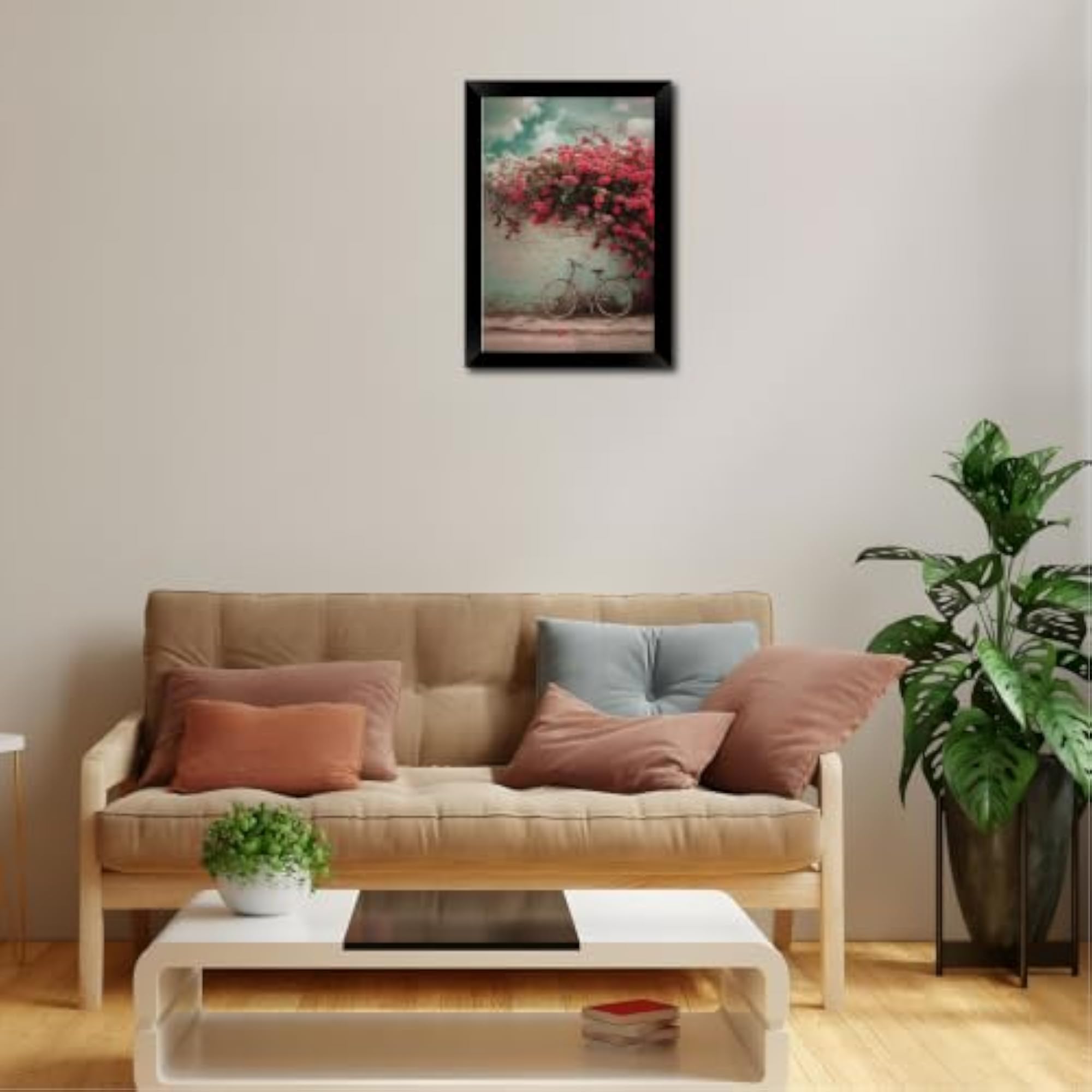 Vintage Bicycle & Floral Wall Art Frame
