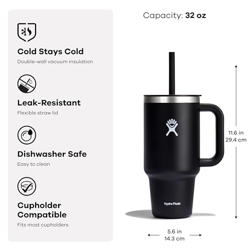 Image of Hydro Flask 32 Oz Travel Tumbler with Handle, Lid and Straw - Insulated Stainless Steel in 32 Oz Reef Pink