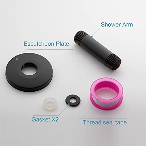 Offo Shower Arm With Flange 3 Inches Ceiling Mount Replacement Rain Shower Head Straight Arm Ceiling-Mounted For Fixed Shower Head & High Pressure Rain Matte Black #TOP5