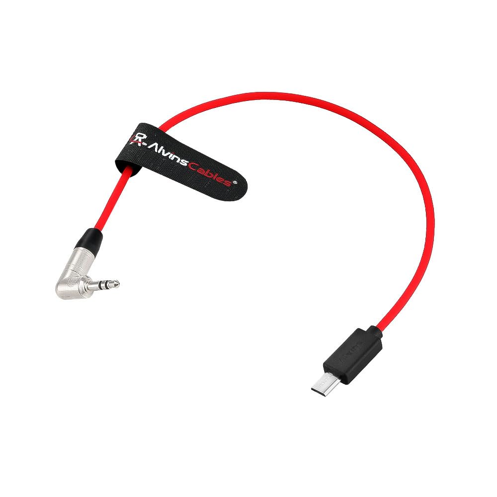Alvin's Cables Tentacle Timecode Kabel für Sony FX3 | FX30 | A7S3 | A1 Kamera, Ultra-weiches 3,5mm TRS auf Micro USB Timecode Kabel für Tentacle SYNC E 35cm | 13,8"