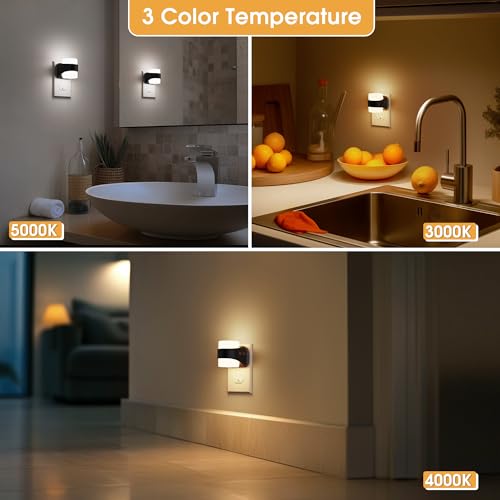 Image of Briignite Night Light, Night Lights Plug into Wall, LED Nightlight for Kids & Adults, 3CCT Adjustable 3000K /4000K /5000K Color, Dusk to Dawn Sensor, 3 Brightness Levels, 2 Pack