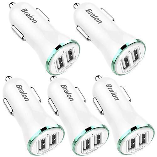 Car Charger[5-Pack],Bralon 12W 2.4A Dual USB Car Charger Adapter with Smart ID Compatible with iPhone 11 Pro Xs Max Xr X 8 7 6 SE Plus,iPad Tablet,Galaxy Note S10 S9 S8 S7 S6,LG and More