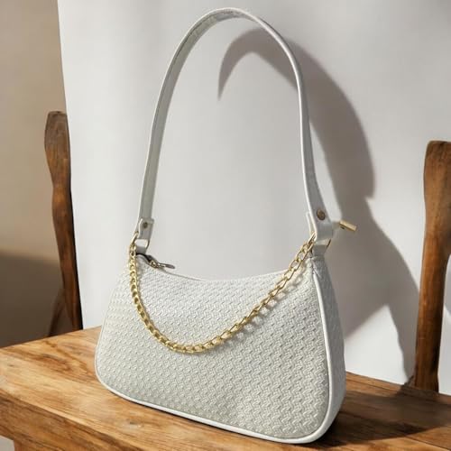 Image of DAISY STAR Woven Textured Shoulder Bag with Gold Chain Detail II Shoulder Handbag for Girl & Women II