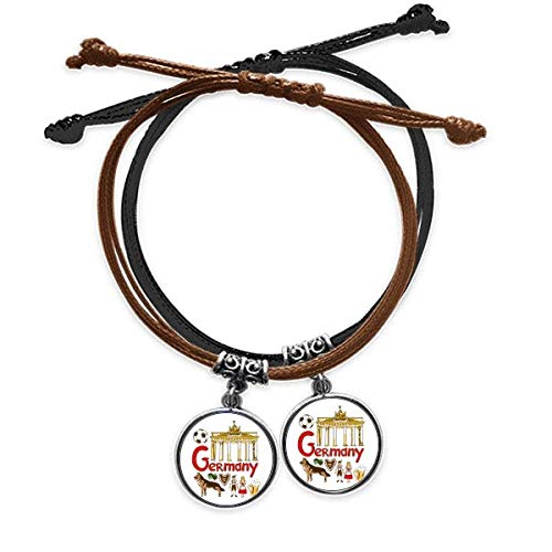 Bracelet symbole national Allemagne en cuir double de qualité pour amoureux