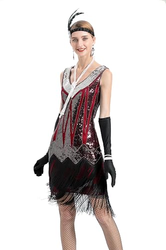 Image of Peacock-inspired 1920s Gatsby Beaded Flapper Sling Dress Womens Vintage Cocktail Dress W /Complete Accessories Set