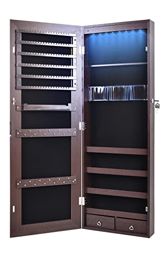Conserva i gioielli in un unico posto. - Organizer multifunzione con 24 ganci per collane, 78 fessure per anelli, 36 fessure per orecchini, 108 fori per orecchini, 1 asta per braccialetti a forma di U; 1 vassoio per cosmetici in acrilico con 3 scomparti, 2 cassetti inferiori e 4 ripiani per ulteriore stoccaggio. Tutti i tuoi oggetti di valore saranno ben organizzati, invece di disordinarsi.