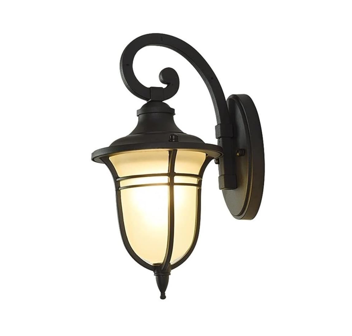 Lampa Ogrodowa,Lampy Wodoodporna Lampa Ścienna Zewnętrzna Odlewana Ciśnieniowo Aluminiowa Kinkiet Szklany Klosz Lampa Alejka Balkon Patio Lampa Zewnętrzna Oprawa Ogrodowa(H45CM)