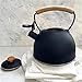 HGRVUTCFI Stove Top Whistling Kettle 3L Heating Water Whistling Kettle, Stainless Steel Tea Pot Iron Tea Maker Infuser Anti-Heat Wooden Handle, Hot Water Kettle for All Stovetops Kettle