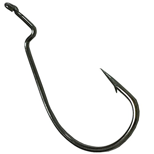 100pcs Jig Fishing Hooks Wide Gap Offset Worm Hooks Set Fishing Hook for Bass Fishing (3/0)