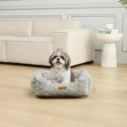 Image of Modern Threads Ultra Soft Plush Pet Bed for Small and Medium Dogs with Elegant Texture and Stylish Design, Removable Washable Cover, Grey, (24 inch L x 20 inch W x 8 inch Th)