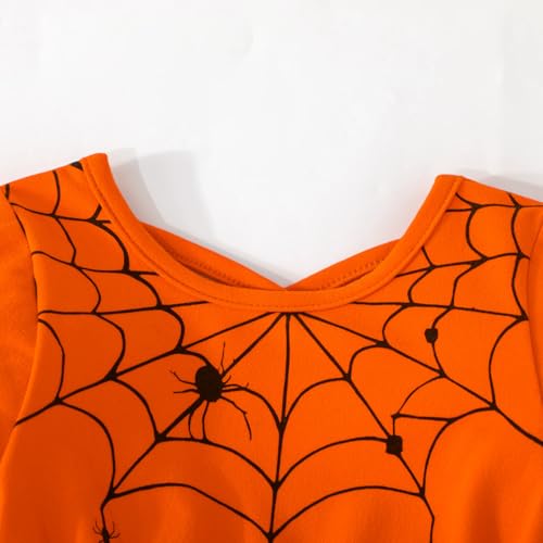 LYSMuch 18M-10Y Toddler Girls Halloween Dress Spider Tulle Dresses Long Sleeve Tutu Outfits Pumpkin Clothes4