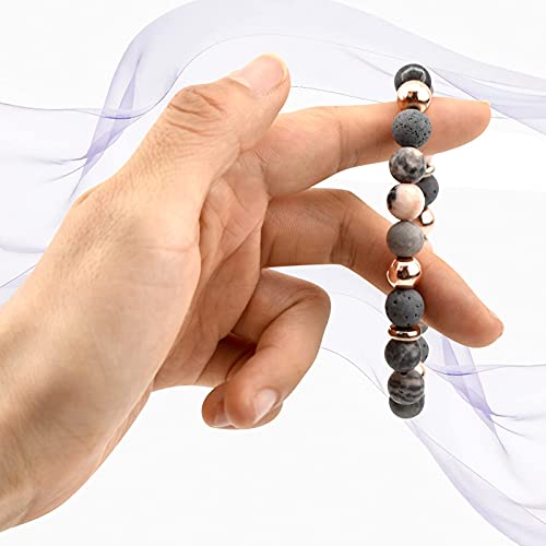 Liagza Beaded Bracelets For Women-Lava Bead Bracelet Set,Healing Stones,Balancing Chakra,Essential Oil Bracelets With Lava Rock,Anxiety Bracelet,Stress Relief Gifts For Women #TOP2