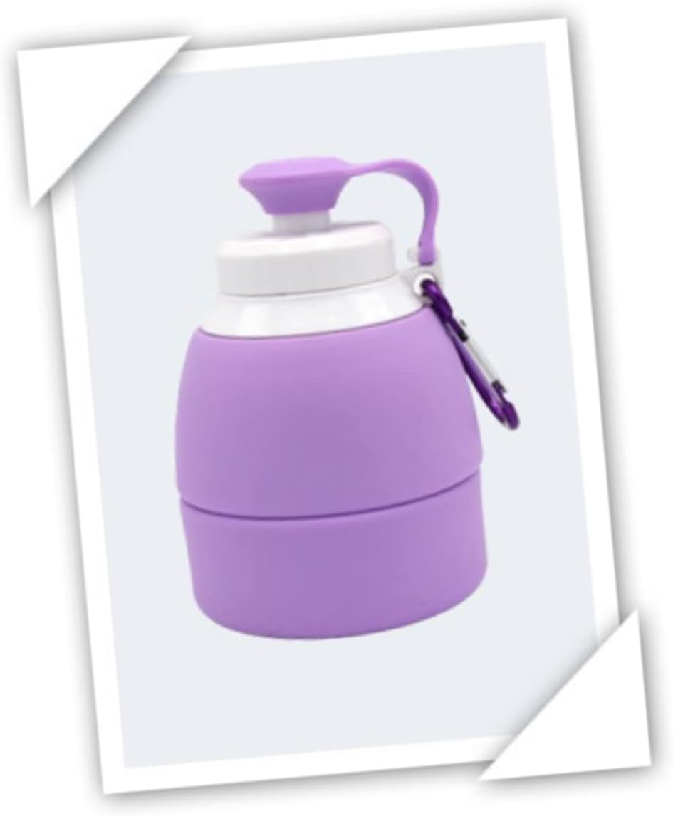 SUPVOX 580ML Portable Foldable Silicone Water Bottle for Outdoor Travel Flexible Travel Kettle Lid and Carry Handle for Hiking and Camping