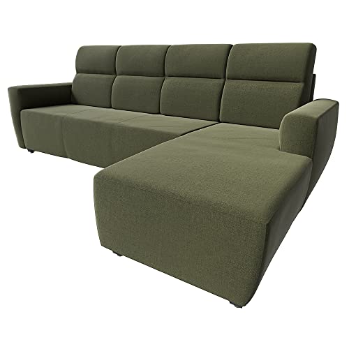 Image of Wakefit Sofa Set | 3 Year Warranty | Sofa 3 Seater, 3 Seater Sofa for Living Room, Wooden Sofa Set, 3 Seater + Right Aligned, Sofa for Living Room - Belize(Reflection : Green)