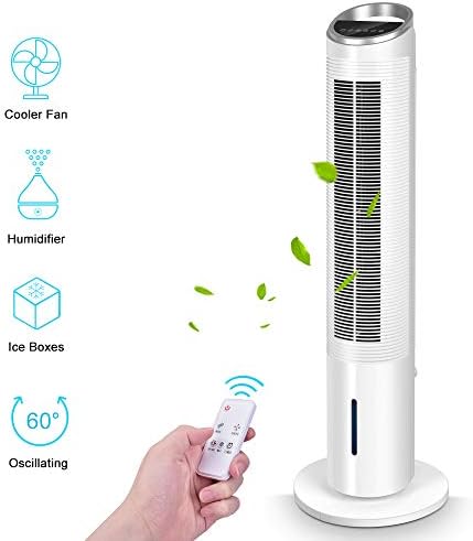 TRUSTECH Evaporative Cooler - 40’’ Portable Evaporative Air Cooler with Tower Fan & Humidifier, 3-Speed Setting, 3-Wind Type, Remote Control