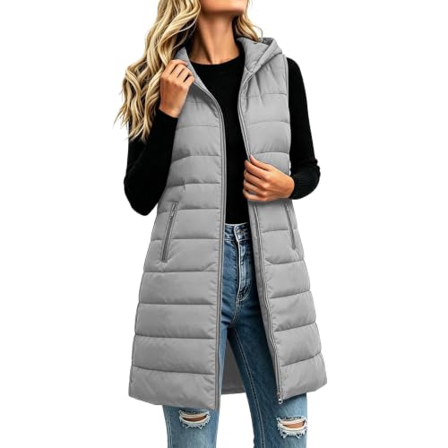 Gumipy Women Puffer Vest Long Hooded Quilted Vest Sleeveless Puffer Jacket - image 4