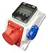 Produktbild RoadEu Kombi Wandsteckdose 16A 5P, 1x Schuko 230V, Leitungsschutzschalter C16A 3P, 1x C16 1P. Stromverteiler IP44