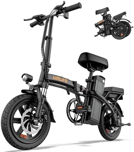 URLIFE 14" Electric Bike, Portable E-bike with 48V 7.5AH Removabl...