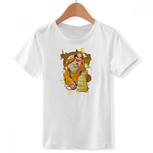 T-shirt Bouddhiste Dix-huit Arhats blanc garçon vêtement col rond multicolore XXL