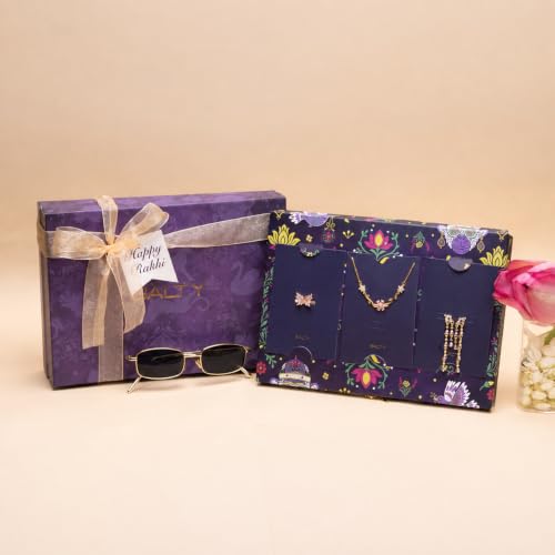 Image of SALTY Raksha Bandhan Jewelry Gift Box for Sister, Brother, Bhaiya & Bhabhi | Stylish Rakhi Gift Hamper | Festive Gift for Siblings | Elegant Luxury Gift Box