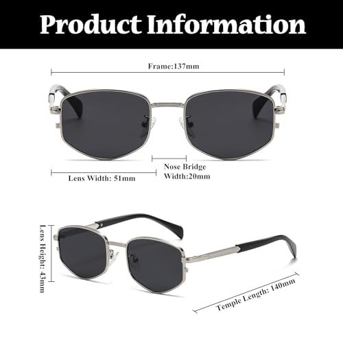 Image of LJCZKA Trendy Square Metal frame Sunglasses for Women Men Retro Polygon Sun Glasses Luxury Classic Shades