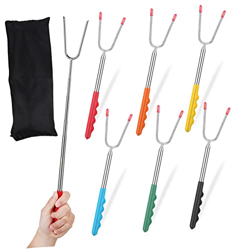 TOYANDONA 12pcs Telescoping Bbq Forks Stainless Steel Barbecue Forks Ergonomic Handles for Campfire Picnic Bbq Gatherings