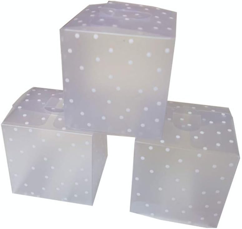 DIYARTS 50pcs Cube Candy Box PVC Square Translucent Box Clear Dot for Chocolate Small Gift Package Wedding Favour Boxes (5 * 5 * 5cm)