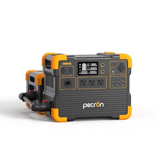 pecron Portable power station, E1500LFP with 3072Wh EP3000-48V Expandable to 4608Wh, LiFePO4 Battery Backup with 2200W AC Outlets