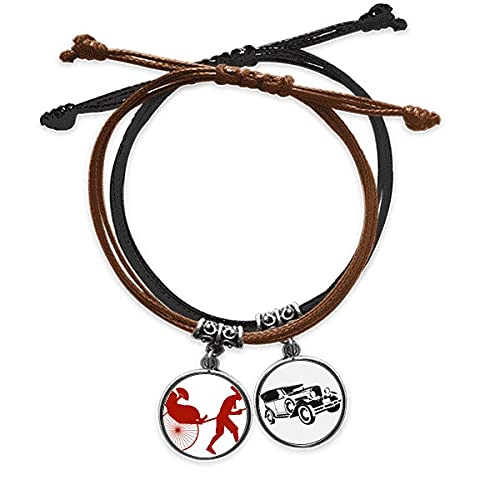 Bracelet de mode Jinrikisha en cuir et corde chaîne de main de Chine