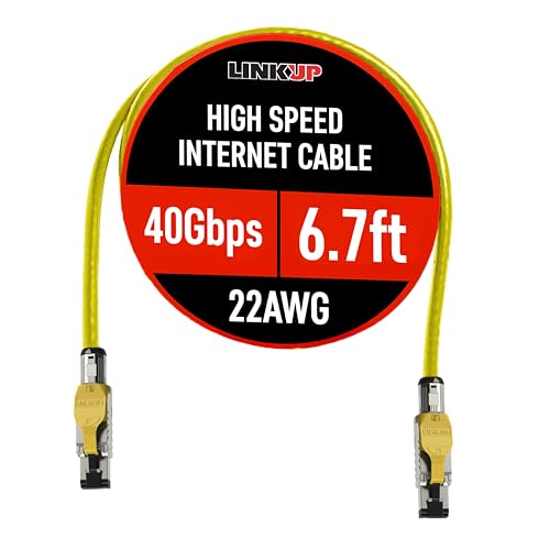 Image of LINKUP Cat 8 Ethernet Cable | Long Internet Cord | High Speed LAN Connection | RJ45 connectors | Use with Cat 5 / Cat 6 / Cat 7 | Optimal for Gaming
