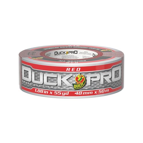 Image of Duck Pro Heavy Duty Duct Tape for Long Lasting Repairs, 2 inch Wide (1.88 in x 55 Yds) Performance Grade Tape with Waterproof Backing, Red, 1 Roll
