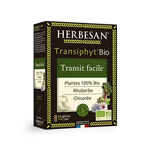 HERBESAN®-TRANSIPHYT BIO- Transit naturel, Bien-être digestif -Complexe de 6 Plantes BIO -Actif d'origine naturel -60 gélules végétales Cover