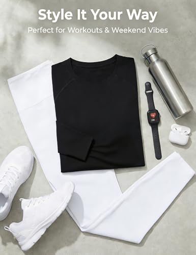 Wayleb Womens Long Sleeve Running Top with Mesh Back Crewneck Gym Activewear Basic Breathable Soft Base Layer Black S-XXL - Image 5