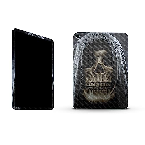 Image of MightySkins Carbon Fiber Skin Compatible with Apple iPad 10.9 inch 10th Gen (2022) Full Wrap Kit - Reaper Skull | Protective, Durable Textured Carbon Fiber Finish | Easy to Apply | Made in The USA