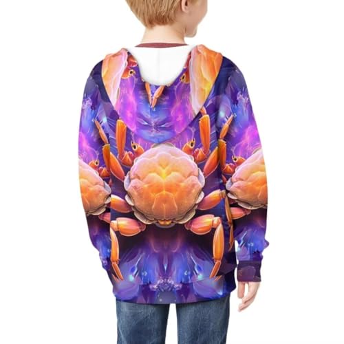 Pinupub 6-16 Years Boys Girls Zip Up Sweatshirt Animal Graphic Print Long Sleeve Hoodies With Pocket4