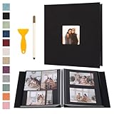 Self Adhesive Photo Album Black Pages Scrapbook Magnetic Photo Albums for 4x6 5x7 8x10 Pictures Books with Sticky Pages with A Metallic Pen for Baby Family Wedding 11x10.6 Black 40 Pages
