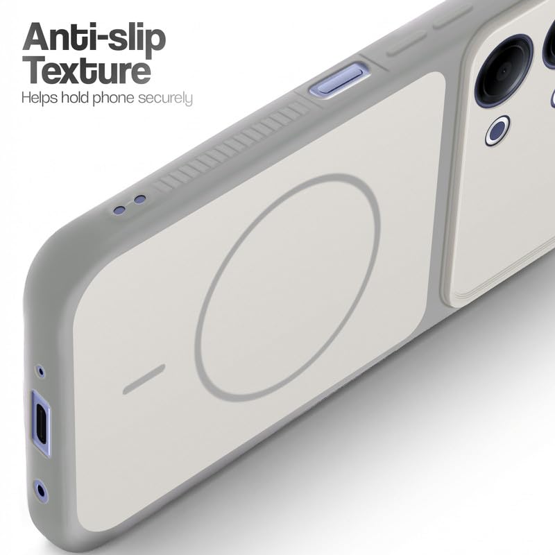 Image of Mr. Case Back Cover for Vivo Y11 5G | Ring Design Protective Case with Camera Cut Protection | Anti Slip Grip | Shockproof Mobile Cover - Grey-White