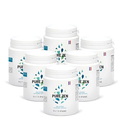 Nutripure | Pure Zen | Complément Alimentaire Anti Stress et Anxiété | Améliore la qualité du Sommeil et Favorise la Relaxation | GABA, Valériane,...