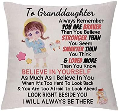 aligarian Granddaughter Hug Cushion Cover Birthday Gift Butterfly Cute Throw Pillow Case 12x20'' Linen Pillowcases Encouraging Graduation Present Inspirational 18x18 Pillow Cover Christmas (STYLE1)